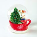 Boule à neige musicale de Noël en forme de tasse avec petit chien décorant un sapin de Noël - Mon beau sapin