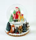 Boule à neige musicale de Noël avec globe en verre, neige et Père Noël avec chevreuil - Vive le vent