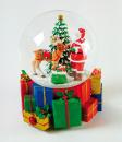 Boule à neige musicale de Noël avec globe en verre, neige et Père Noël avec renne - Vive le vent