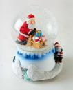 Petite boule à neige musicale de Noël avec globe en verre, neige et Père Noël avec luge - Vive le vent
