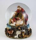 Boule à neige musicale de Noël avec globe en verre, neige et crèche - Douce nuit