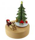 Boîte à musique animée de Noël en bois avec sapin tournant et Père Noël - We wish you a merry Christmas