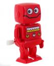 Petit robot automate marcheur en plastique de couleur rouge - Robot marcheur et bougeant les bras