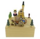 Boîte à musique animée en bois "Carrosse et château" - Laputa: le château dans le ciel (Joe Hisaishi)