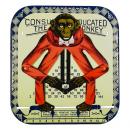 Jouet mécanique en métal (fer-blanc: tôle d'acier recouverte d'étain) chromolithographié - Singe calculette