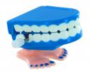Petit automate m&eacute;canique en r&eacute;sine avec m&eacute;canisme &agrave; ressort - Dentier m&eacute;canique bleu