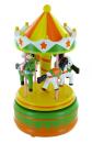 Carrousel musical miniature en bois : carrousel musical jaune et vert