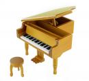 Instrument de musique miniature en bois : boîte à musique en forme de piano à queue avec tabouret