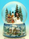 Boule à neige musicale de Noël : boule à neige musicale avec enfants et luge