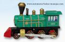 Jouet mécanique en métal, tôle et fer blanc : jouet mécanique locomotive verte