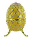 Oeuf musical de style Fabergé : oeuf musical jaune en métal avec strass et 3 pieds - La lettre à Elise