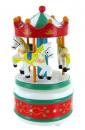 Carrousel musical miniature en bois : carrousel musical miniature blanc et rouge de petite taille