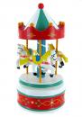 Carrousel musical miniature en bois : carrousel musical miniature blanc et rouge de taille moyenne