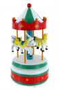 Carrousel musical miniature en bois : carrousel musical miniature blanc et rouge de grande taille