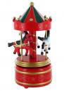 Carrousel musical miniature en bois : carrousel musical miniature vert et rouge de taille moyenne
