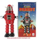 Robot mécanique en métal, tôle et fer blanc : robot mécanique en métal "Robot rouge"