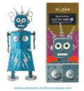 Robot mécanique en métal, tôle et fer blanc : robot mécanique en métal "Girl robot" bleu