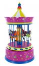 Carrousel musical miniature en bois : carrousel musical miniature jaune/lilas