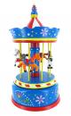 Carrousel musical miniature en bois : carrousel musical miniature bleu/rouge