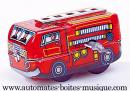 Jouet mécanique en métal, tôle et fer blanc : jouet mécanique camion de pompiers