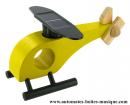 Jouet mécanique en bois : jouet hélicoptère solaire en bois de couleur jaune