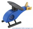 Jouet mécanique en bois : jouet hélicoptère solaire en bois de couleur bleue