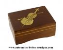 Boîte à musique en bois économique : boîte à musique avec décor en laiton "Violon"