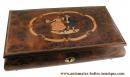 Boîte à bijoux musicale en bois avec mécanisme musical de 18 lames et marqueterie danseurs du 18ème siècle