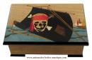 Boîte à musique en marqueterie sur le thème des pirates avec la musique du film "Pirates des Caraïbes"