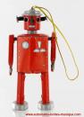 Jouet mécanique en métal, tôle et fer blanc : robot rouge non mécanique en métal