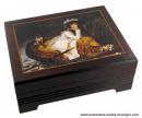 Boîte à bijoux musicale en bois avec reproduction d'un tableau de maître : boîte à bijoux musicale "Jeune femme en bateau"