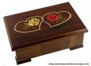 Boîte à bijoux musicale "Amélie Poulain" : boîte à bijoux avec marqueterie 2 coeurs