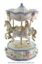 Carrousel musical miniature en porcelaine : carrousel musical peint à la main