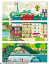 Puzzle 3 en 1 souvenir de Paris : puzzle 3 dessins de Paris avec Tour Eiffel