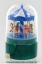 Carrousel musical miniature en résine : très petit carrousel musical miniature bleu et vert