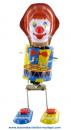 Jouet mécanique en métal, tôle et fer blanc : jouet mécanique "Clown au tambour"