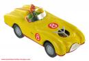 Jouet mécanique en métal, tôle et fer blanc : mécanique électrique "Voiture de course jaune"