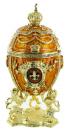 Oeuf musical de style Fabergé en métal : oeuf musical jaune avec couronne