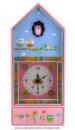 Boîte à musique en bois avec papier décoré : boîte à musique chouette avec horloge