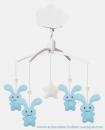 Mobile musical animé Trousselier : mobile musical avec lapins funny bunny version bleue