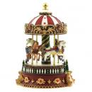 Carrousel musical miniature en polystone : carrousel musical avec pierres scintillantes rouges