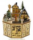 Calendrier musical de l'Avent en bois : calendrier de l'Avent avec lumières "Village de Noël"