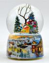 Boule à neige musicale de Noël : boule à neige musicale en verre avec scène de traineau