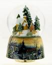 Boule à neige musicale de Noël : boule à neige musicale en verre "Chalet dans la forêt"