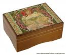 Boîte à bijoux musicale en bois avec photo imprimée: boîte à bijoux musicale Alphonse Mucha