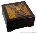 Boîte à bijoux musicale en bois avec photo imprimée: boîte à bijoux musicale "Femme à l'éventail" par Klimt