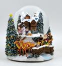 Boule à neige musicale de Noël : boule à neige avec enfants, bonhomme de neige et Père Noël