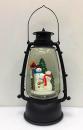 Boule à neige musicale de Noël en forme de lanterne : boule à neige musicale avec famille de bonhommes de neige