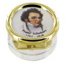 Boîte à musique presse-papiers en plexiglas avec portrait de Franz Schubert (Sérénade)