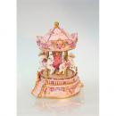 Carrousel musical miniature en polystone: carrousel musical avec fleurs et galerie